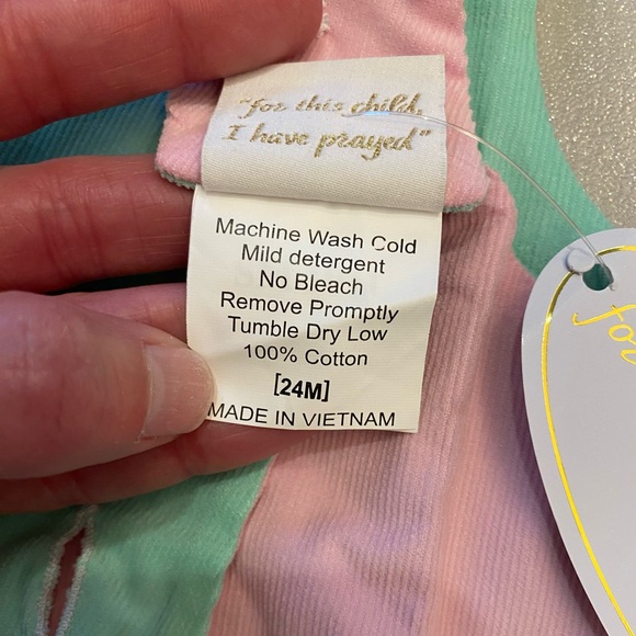 NWT Lullaby Set Olivia Pink and Green Textured Light Corduroy Jumper, size 24M - Picture 8 of 11